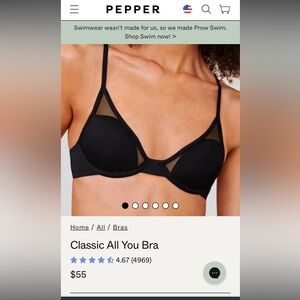 Pepper - Classic All You Bra - Black; lightly worn!